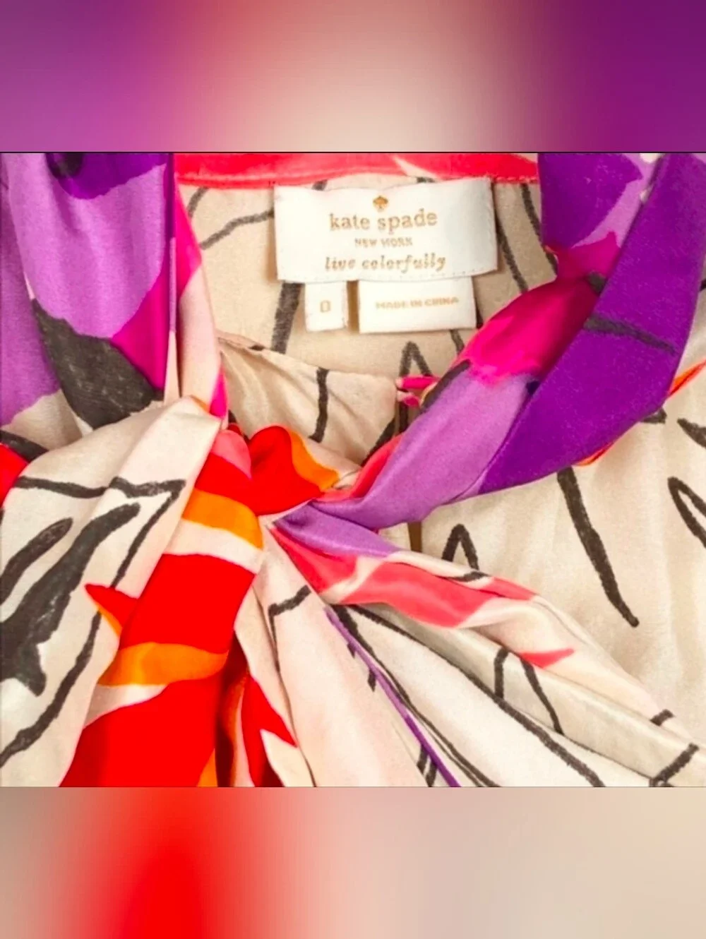 Kate Spade Silk Floral Neck Tie Blouse. XS